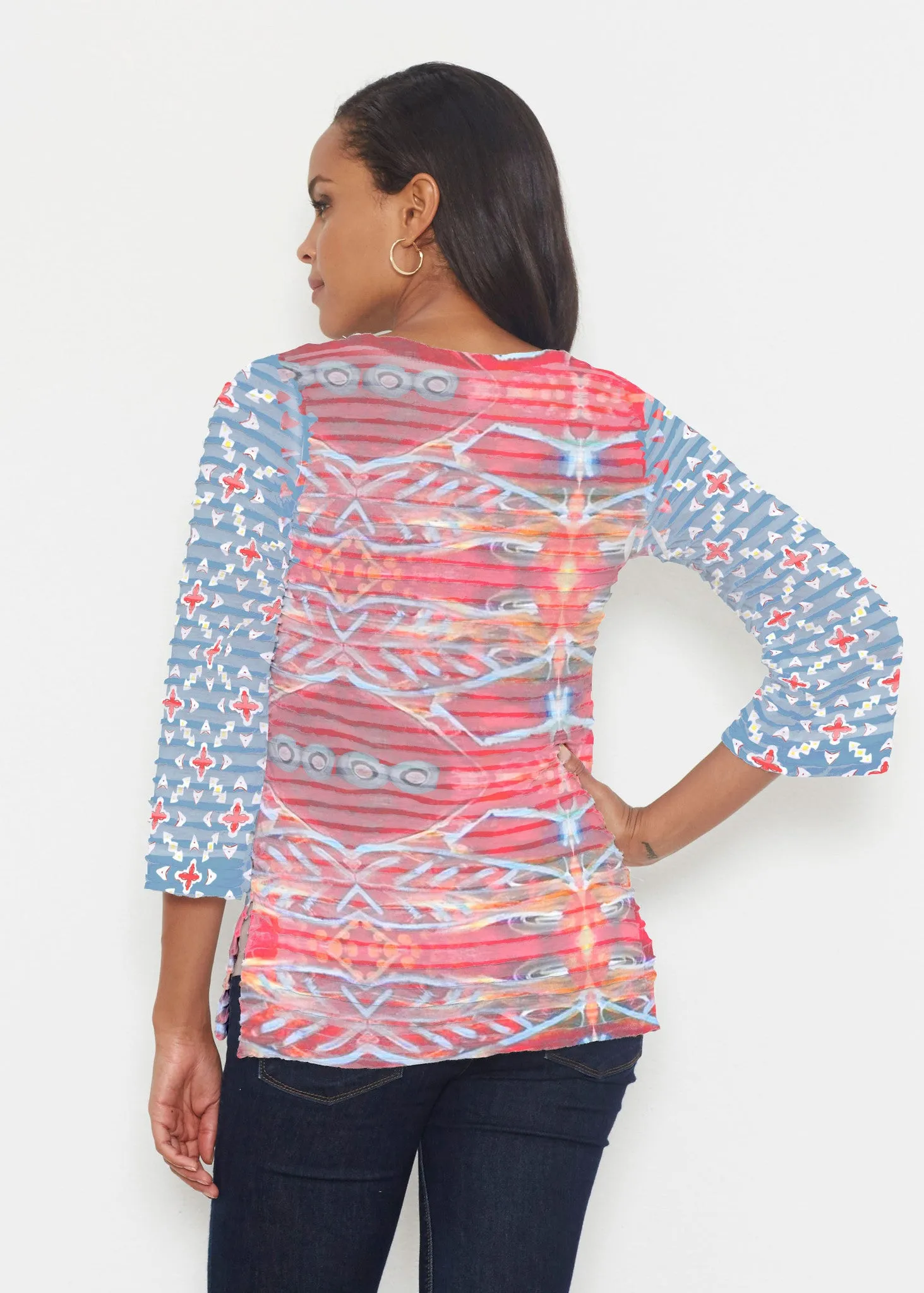 Sedona Sunset (2816) ~ Banded 3/4 Bell-Sleeve V-Neck Tunic
