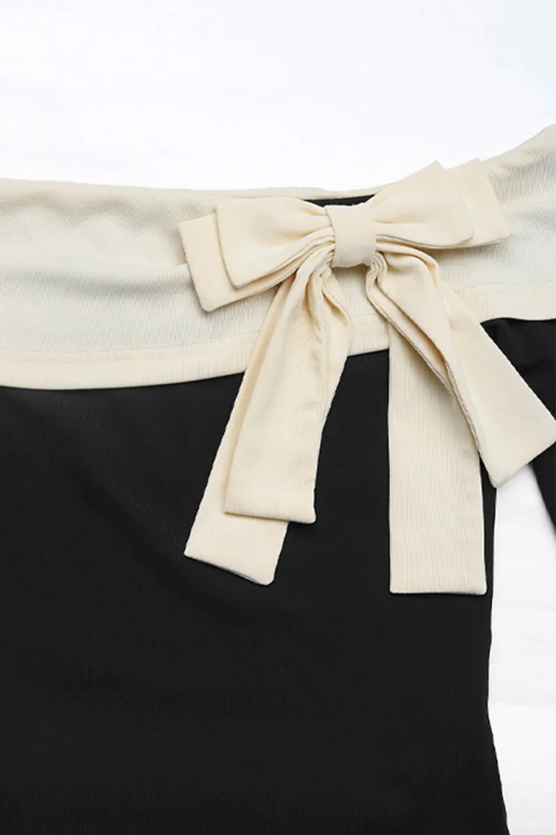 Sexy Bow Decor Off Shoulder Tops