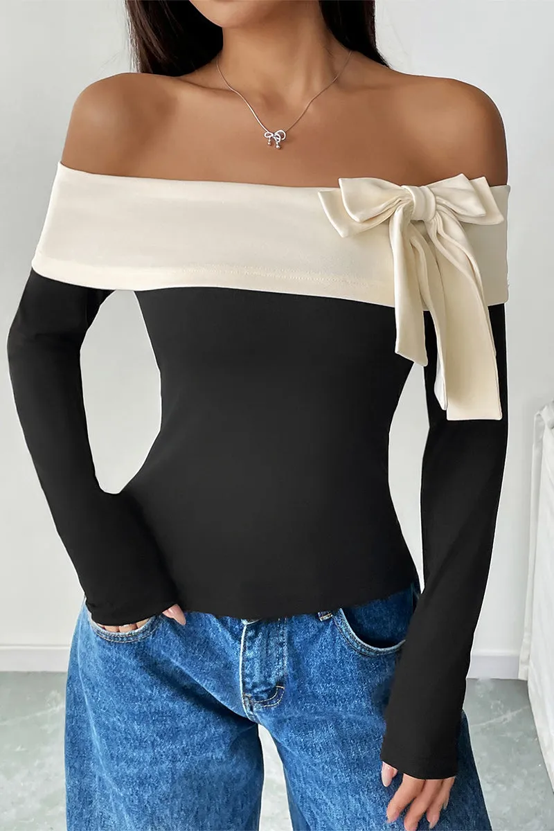 Sexy Bow Decor Off Shoulder Tops