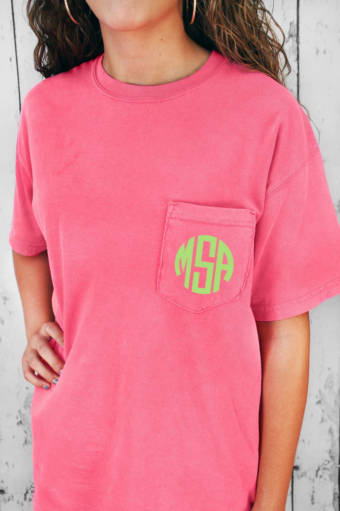 Shades of Pink/Purple Comfort Colors Adult Ring-Spun Cotton Pocket Tee *Personalize It