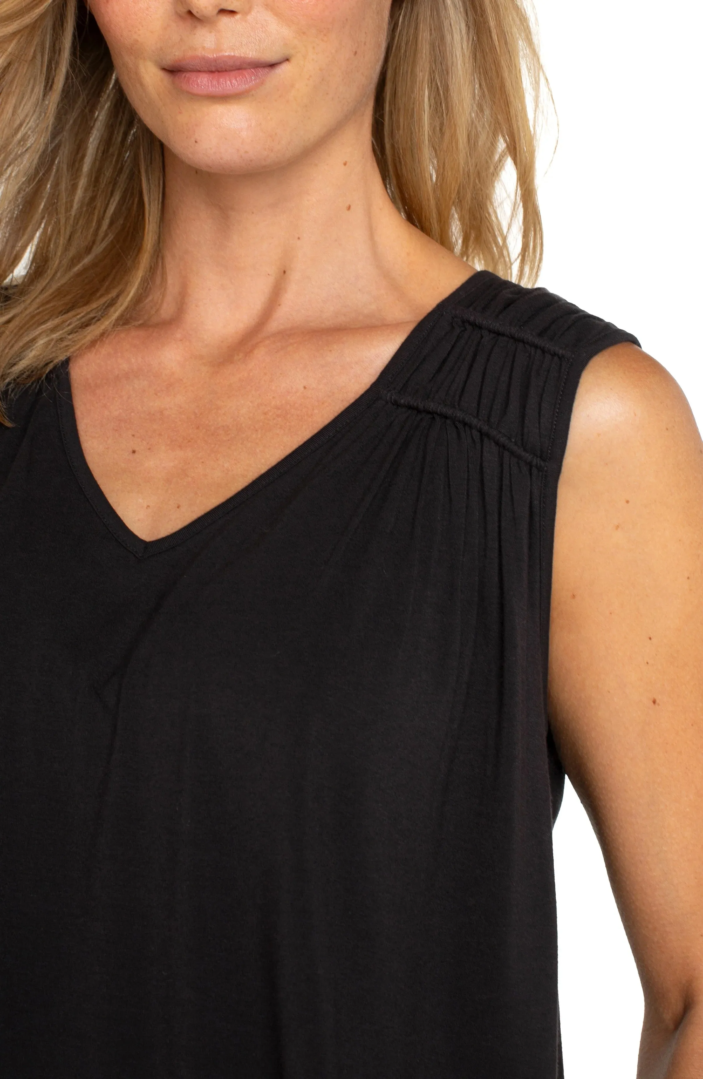 Shirred Shoulder Knit Top