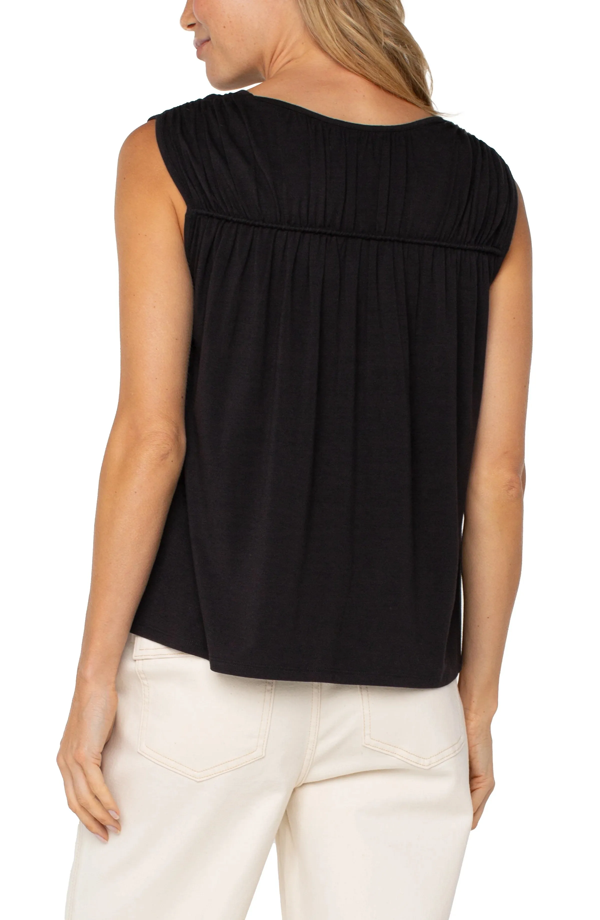 Shirred Shoulder Knit Top