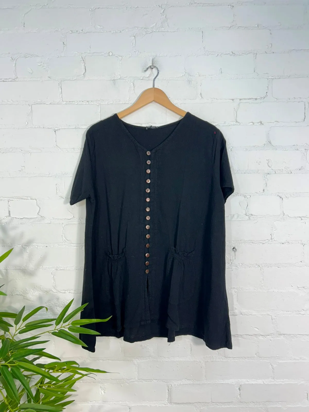 Short Sleeve Button Top