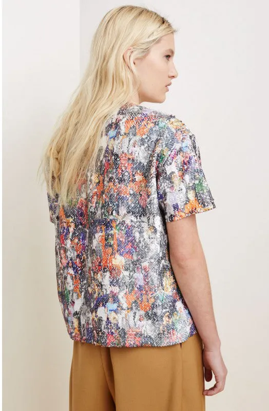 Short Sleeve Girl Collage Sequin Top