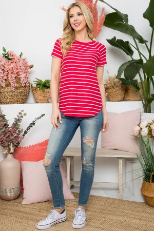 Short Sleeve Stripe Raglan Top