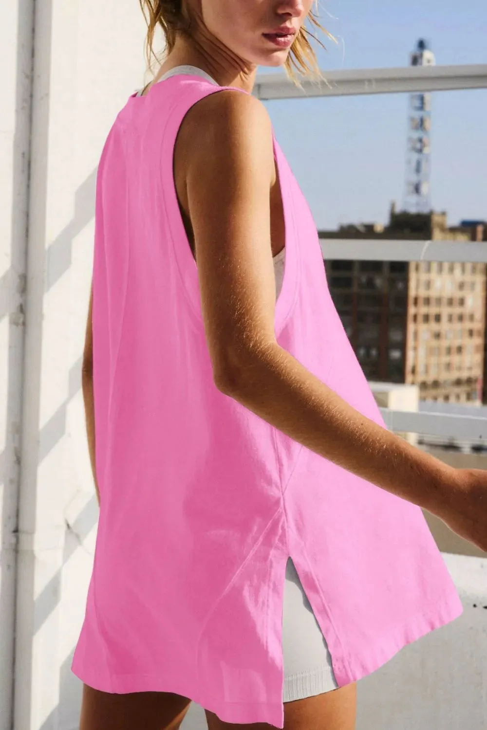Side Slit V-Neck Tank
