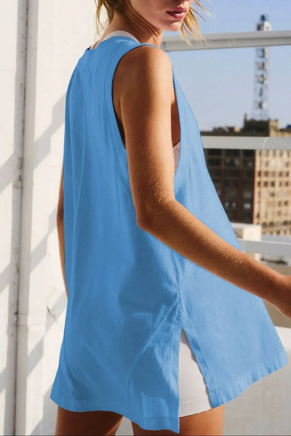 Side Slit V-Neck Tank