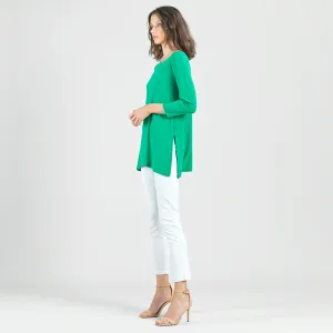 Side Vent Kerchief Hem Tunic - Emerald