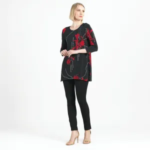 Side Vent Kerchief Hem Tunic - Polka Poppy - Final Sale!