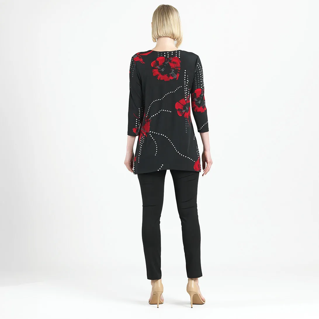 Side Vent Kerchief Hem Tunic - Polka Poppy - Final Sale!