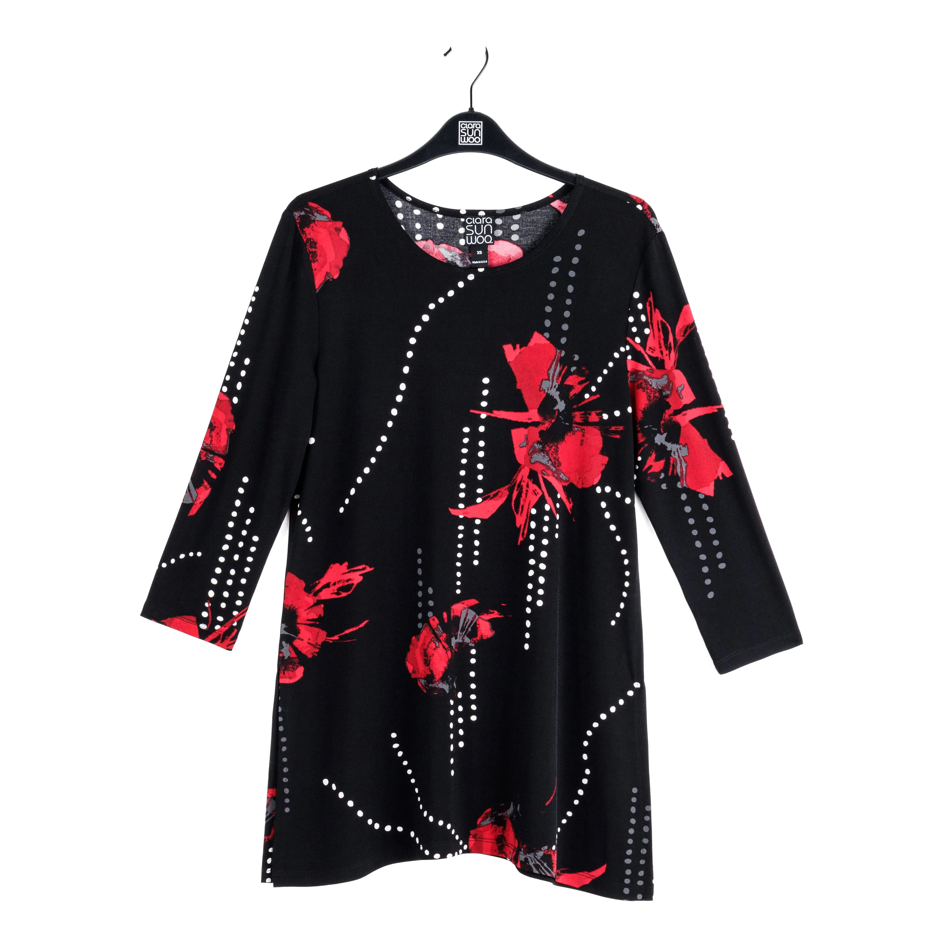 Side Vent Kerchief Hem Tunic - Polka Poppy - Final Sale!
