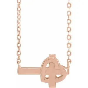Sideways Cross & Heart 18" Necklace R42409