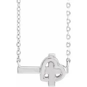 Sideways Cross & Heart 18" Necklace R42409
