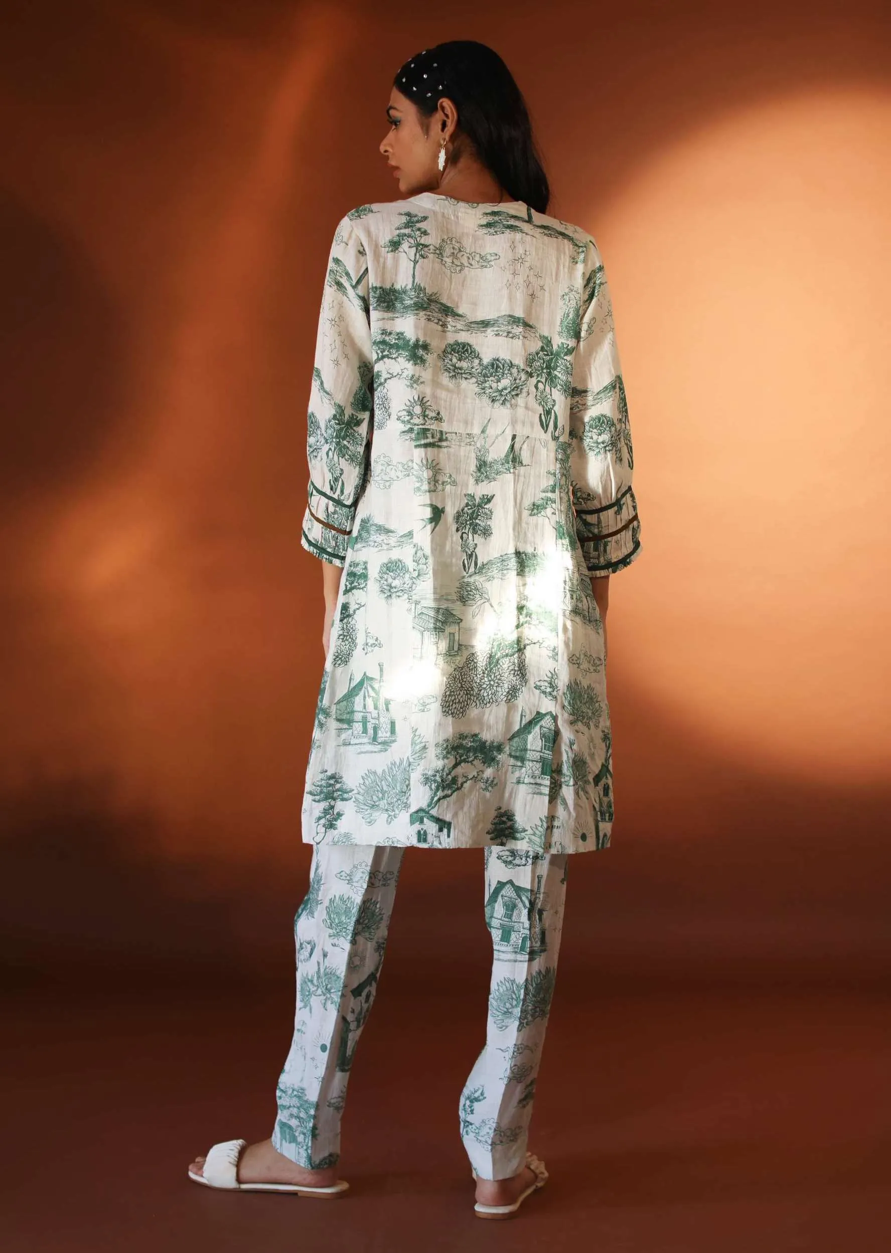 Sidra White Green Tunic