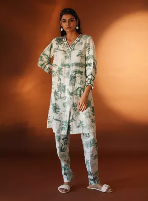 Sidra White Green Tunic