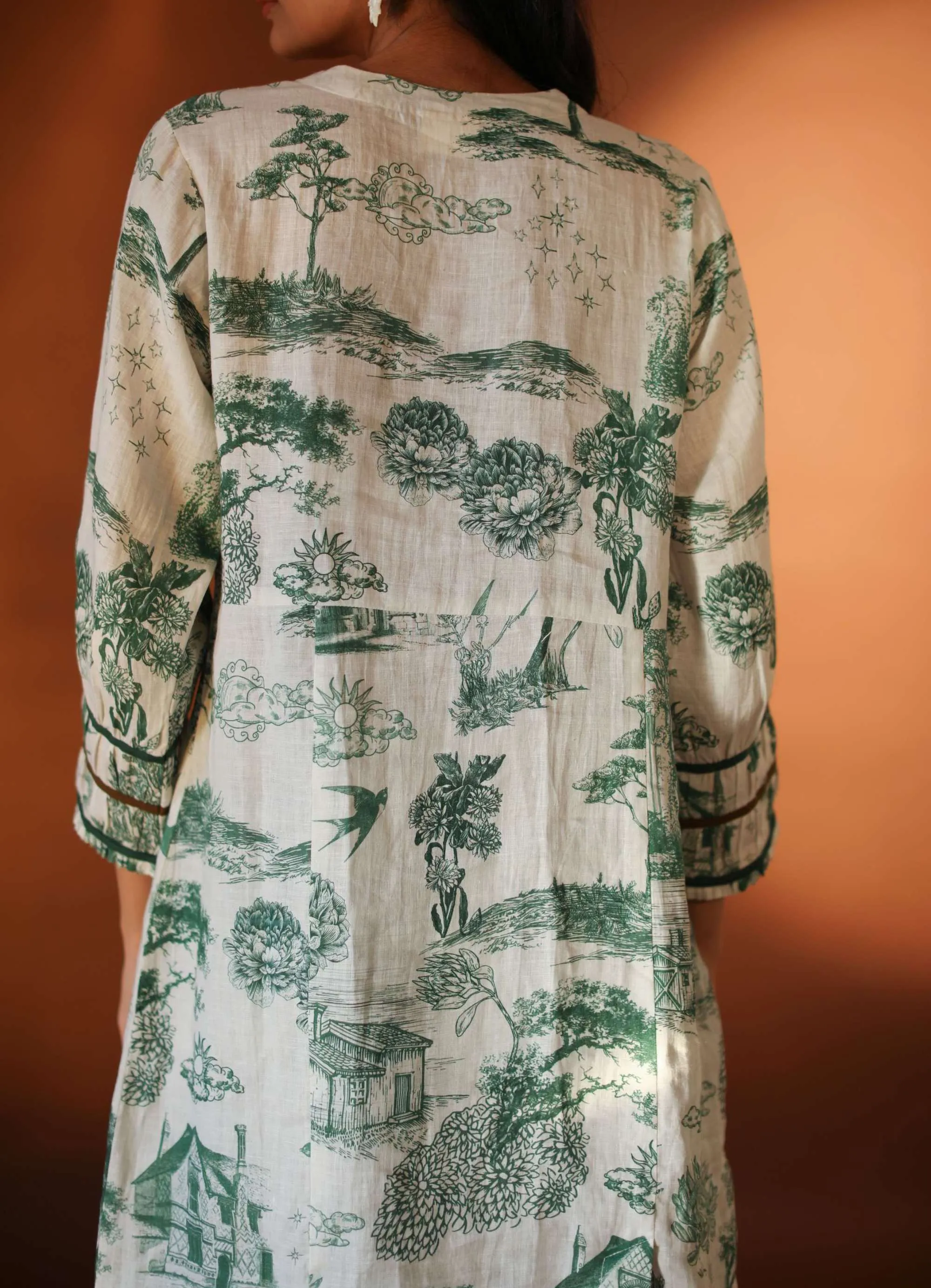 Sidra White Green Tunic