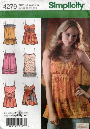 Simplicity 4279 Womens Summer Tunic Tops Out Of Print Sewing Pattern Size 6 - 14 UNCUT Factory Folded