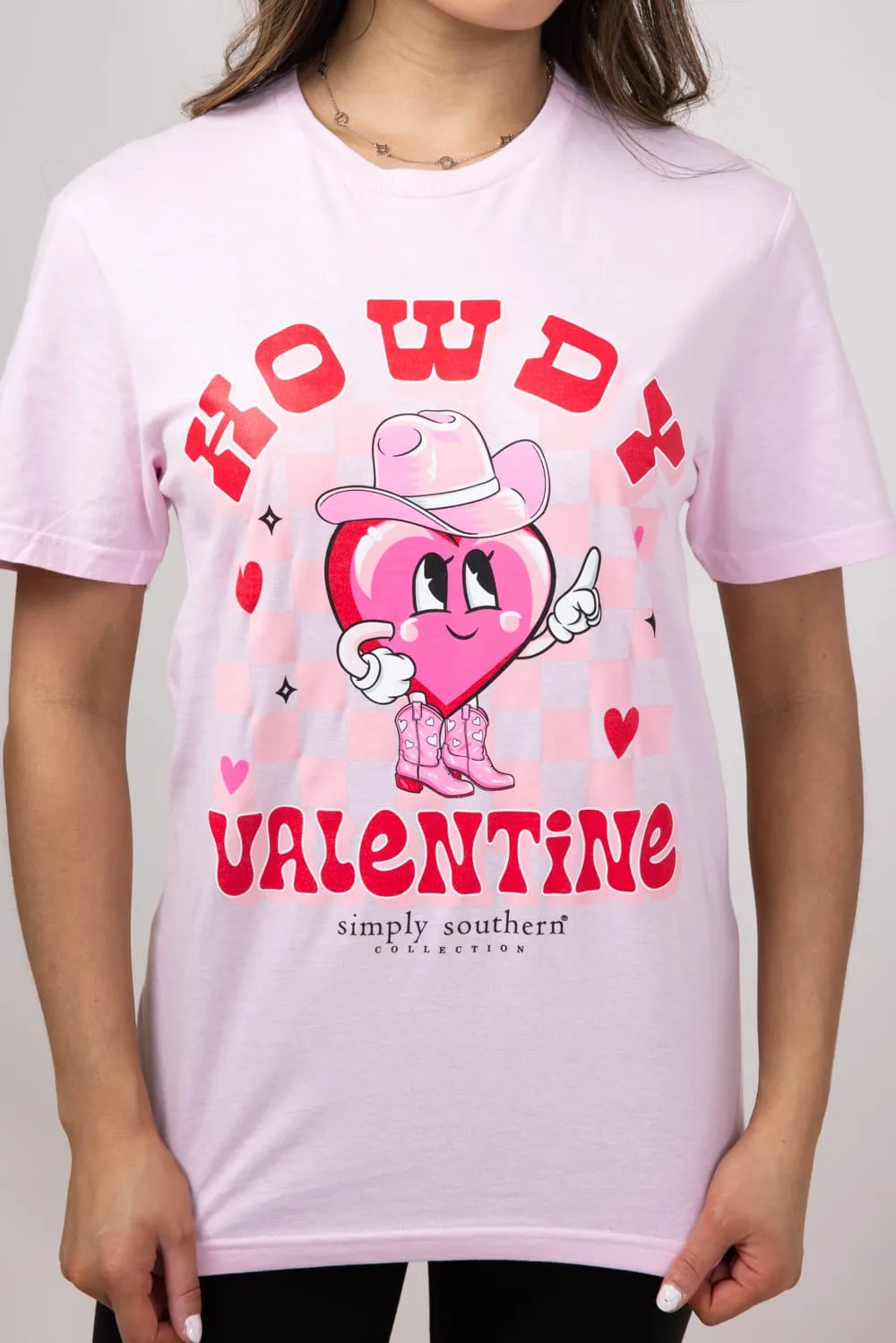 Simply Southern Howdy Valentine T-Shirt for Women in Light Pink | SS-HOWDY-LTPINK
