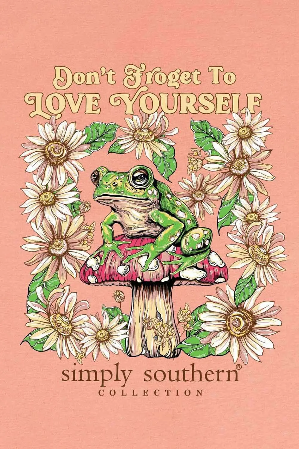 Simply Southern Plus Size Frog Love Yourself T-Shirt for Women in Peach | EXT-SS-FROG-PEACH