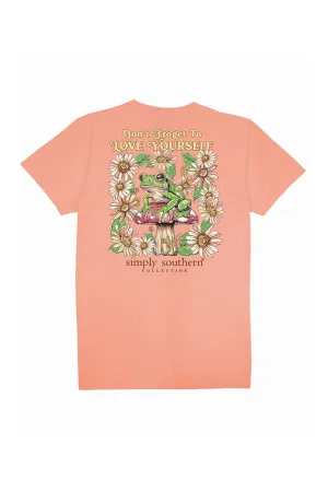 Simply Southern Plus Size Frog Love Yourself T-Shirt for Women in Peach | EXT-SS-FROG-PEACH