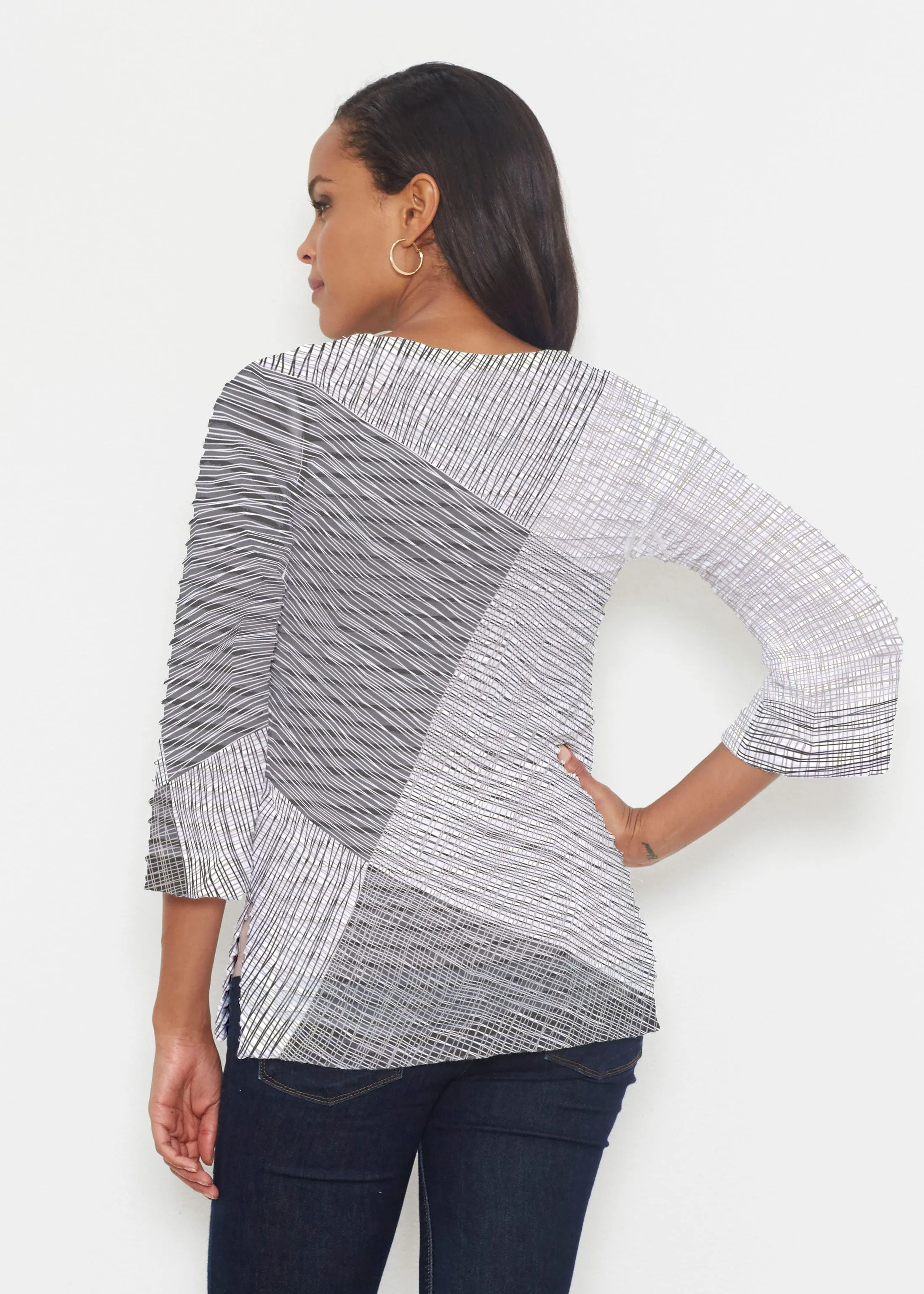 Sketch (14205) ~ Banded 3/4 Bell-Sleeve V-Neck Tunic