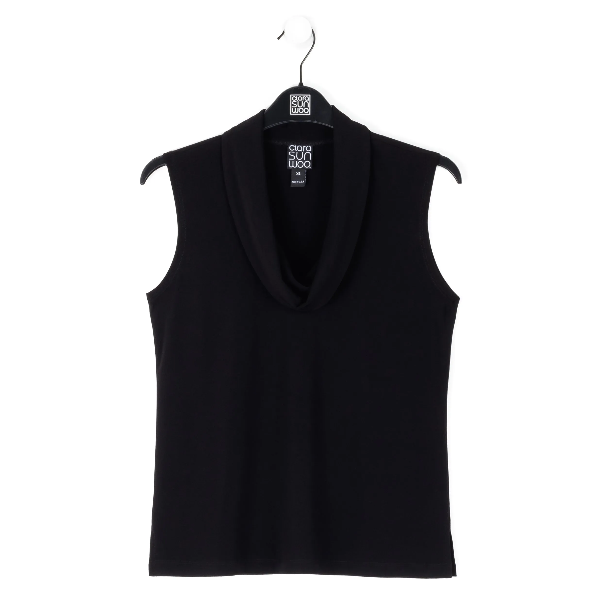 Sleeveless Draped Cowl Neck Top - Black - Limited Size - MEDIUM