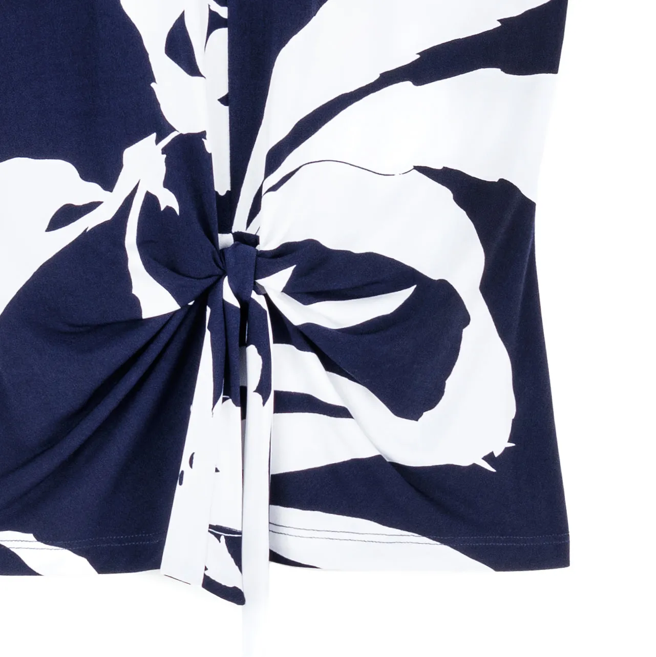 Sleeveless V-Neck Center Front Tie Top - Abstract Branch