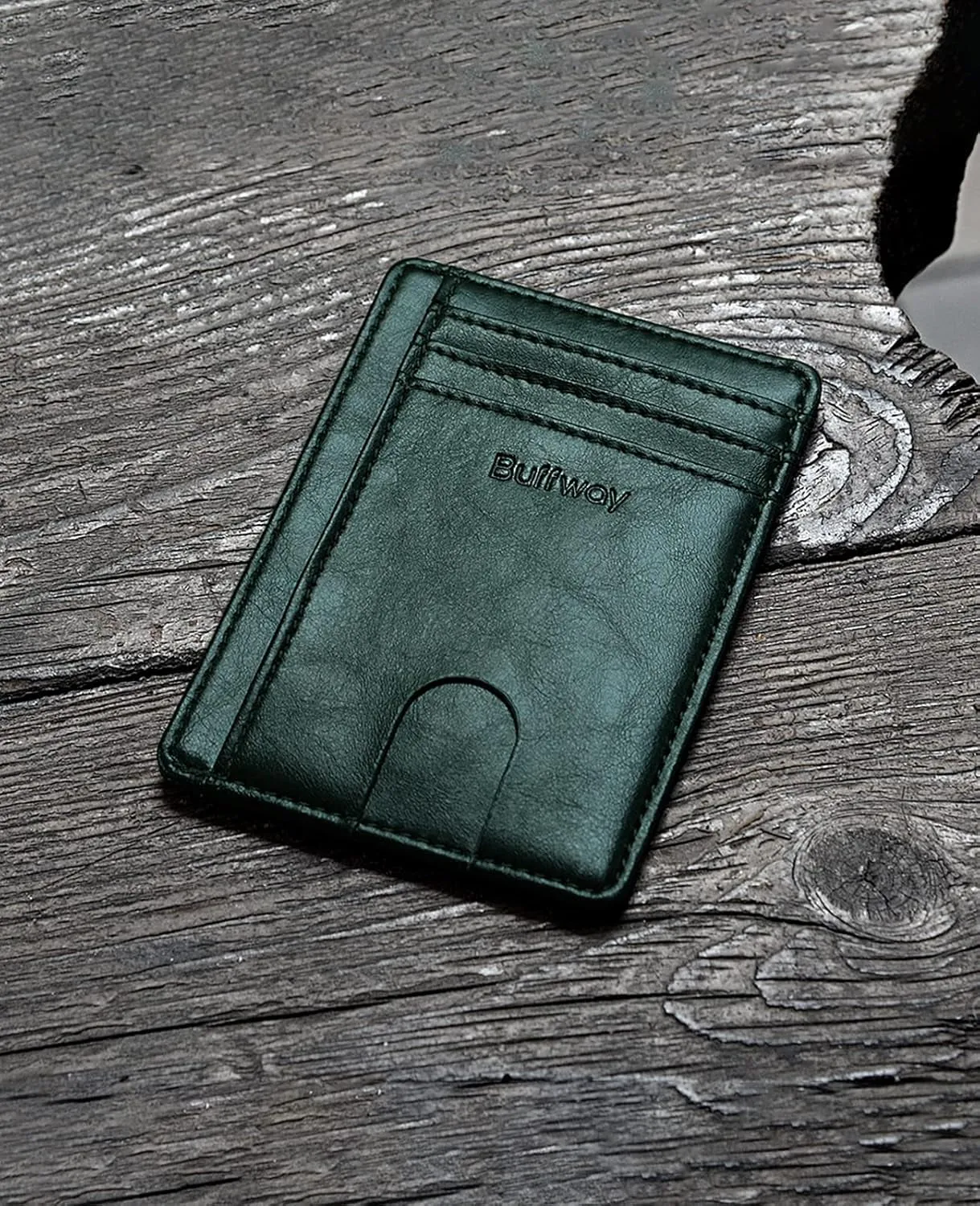 Slim Minimalist Front Pocket RFID Blocking Leather Wallets Green