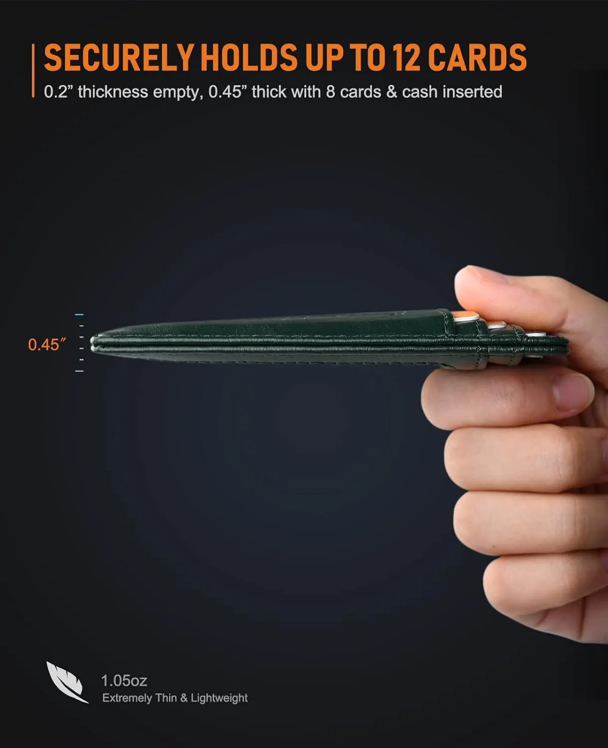 Slim Minimalist Front Pocket RFID Blocking Leather Wallets Green