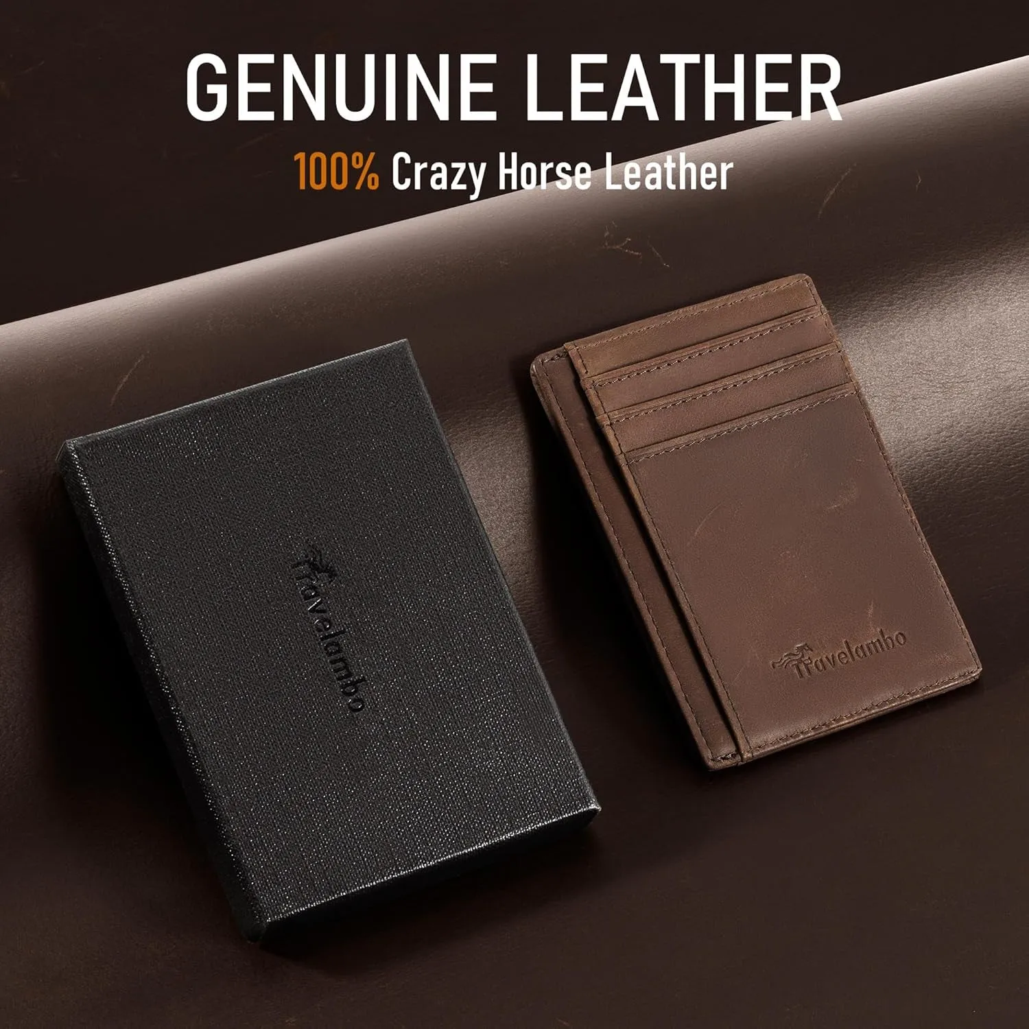 Slim Minimalist Front Pocket Walle, RFID Blocking Leather Card Holder