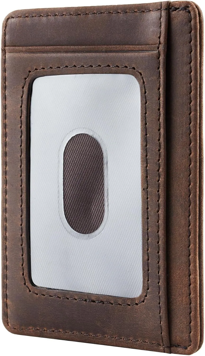 Slim Minimalist Front Pocket Walle, RFID Blocking Leather Card Holder