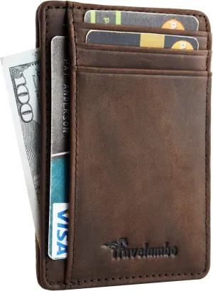 Slim Minimalist Front Pocket Walle, RFID Blocking Leather Card Holder