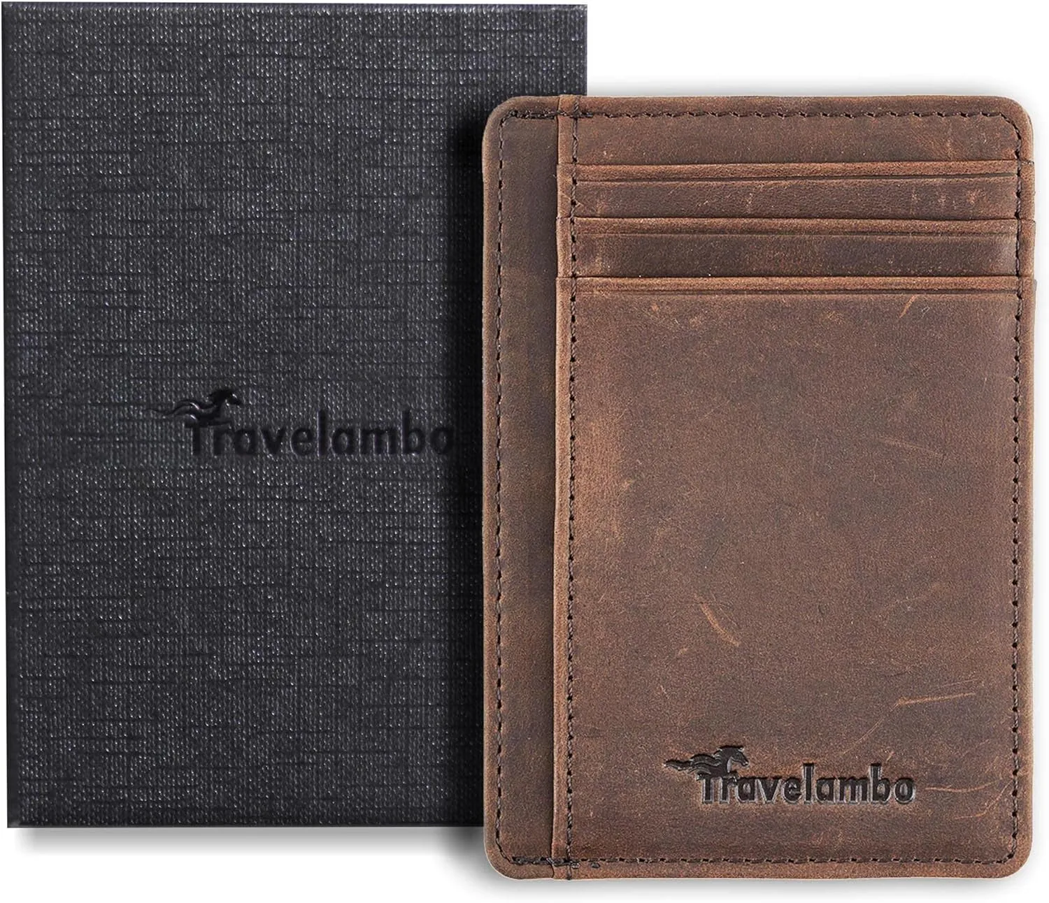Slim Minimalist Front Pocket Walle, RFID Blocking Leather Card Holder