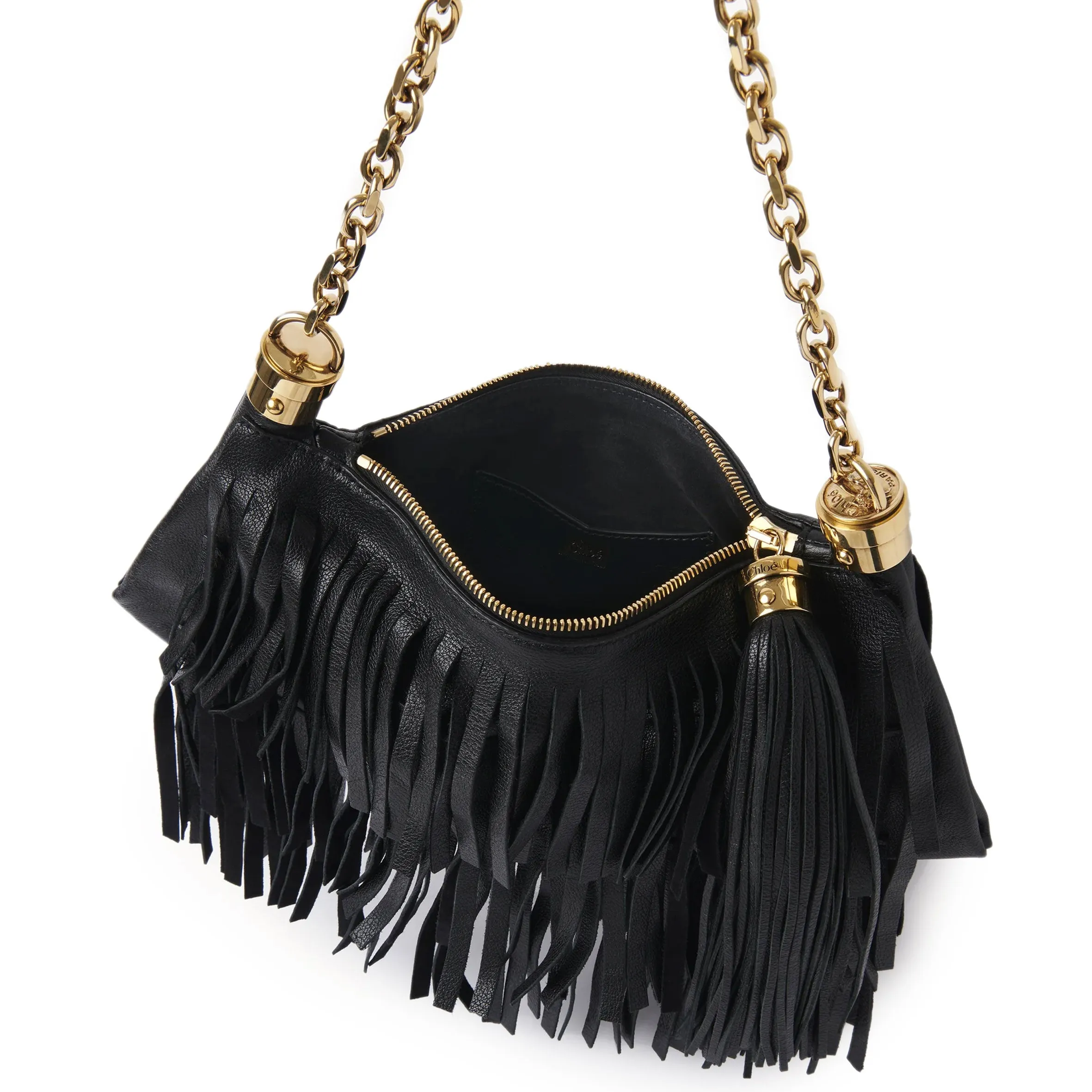 Small Foulard Fringe Bag Small, Black
