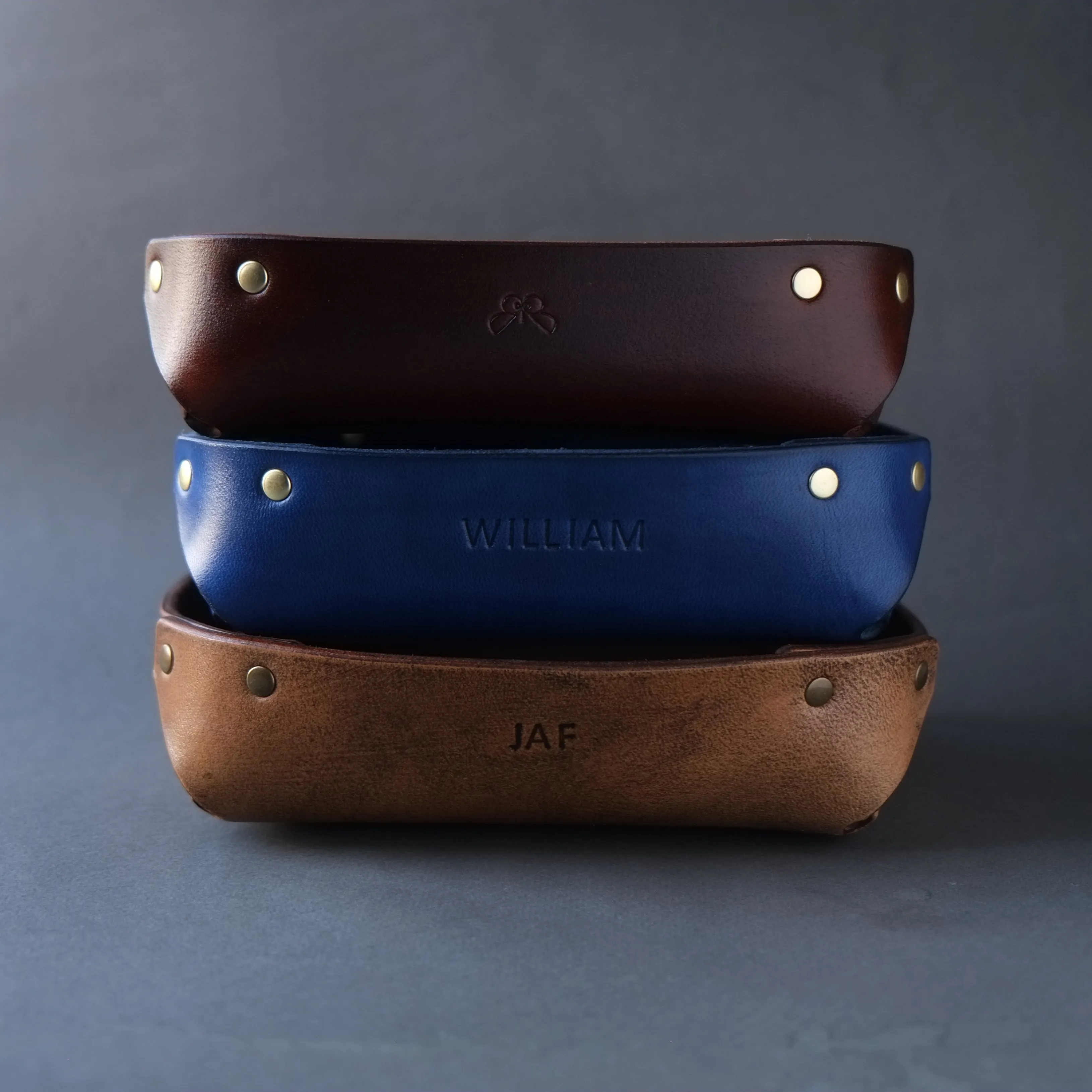 SMALL LEATHER VALET TRAY / BLUE