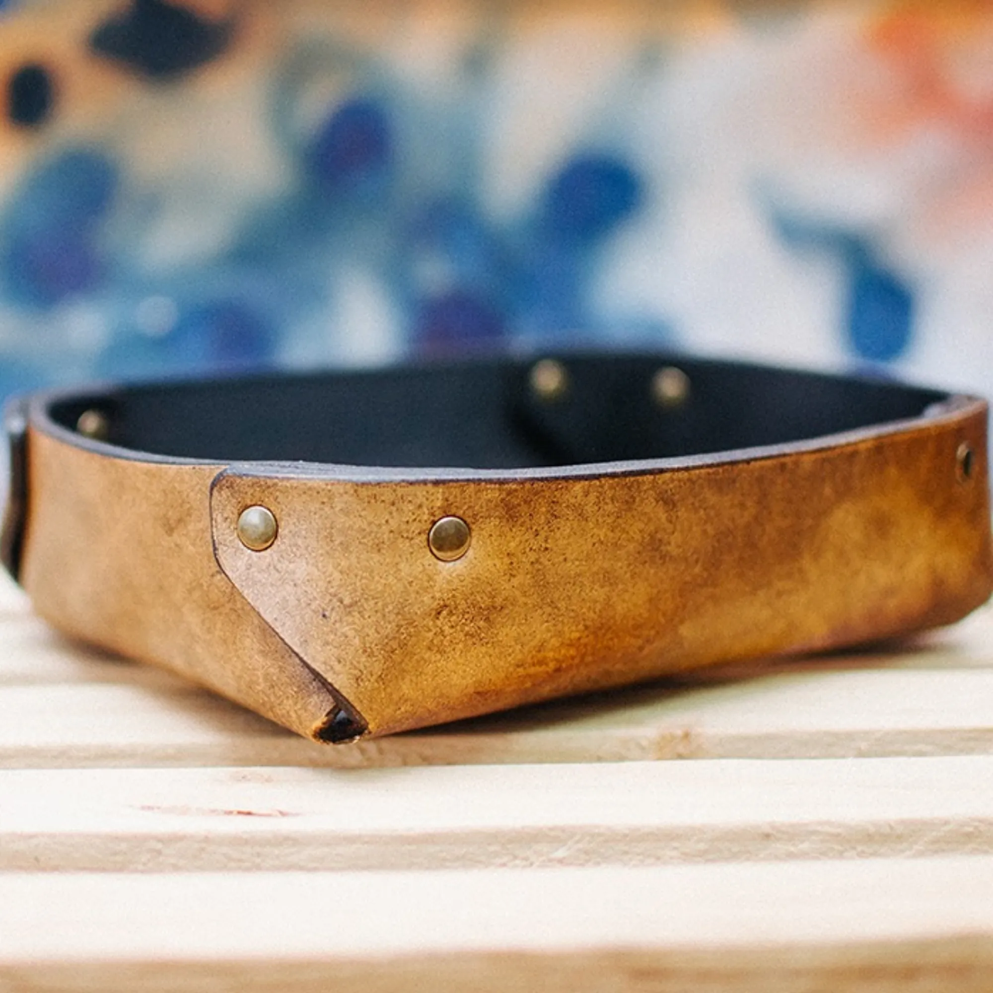 SMALL LEATHER VALET TRAY / BLUE