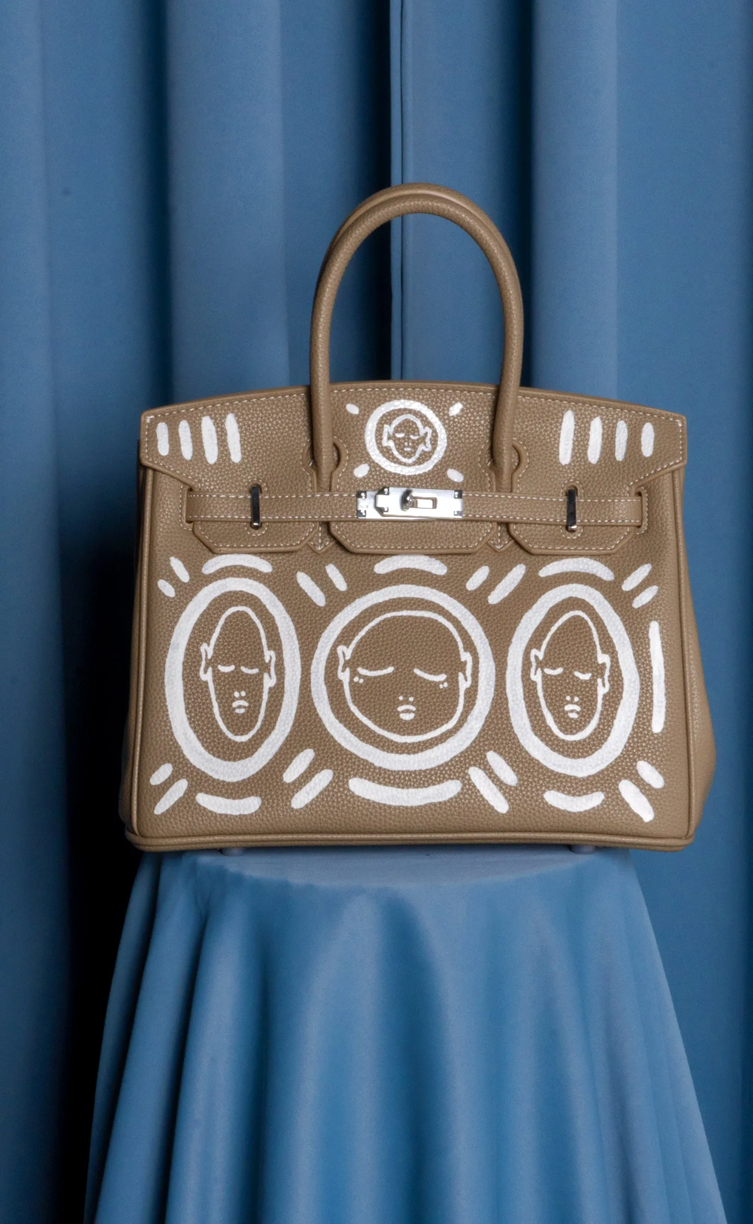 Small Painted Leather Tote, 8x4x6