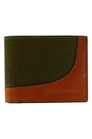 Smith & Wesson Leather & Wax Canvas Bi-Fold Wallet