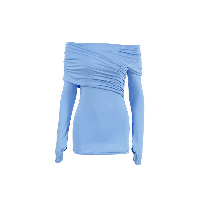 Solid Ruched Off-Shoulder Top