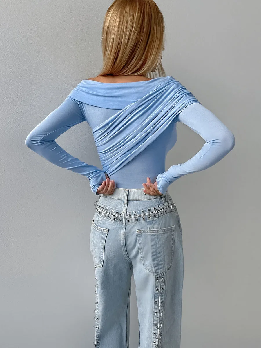 Solid Ruched Off-Shoulder Top