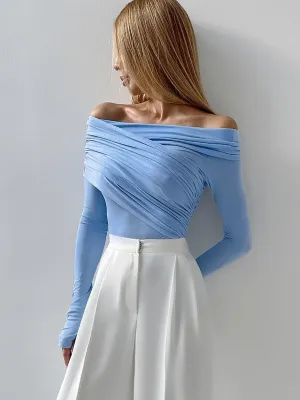 Solid Ruched Off-Shoulder Top