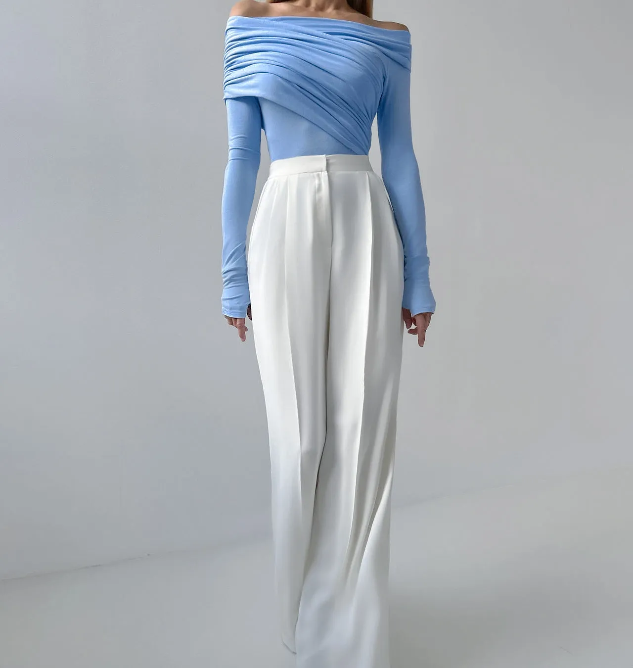 Solid Ruched Off-Shoulder Top