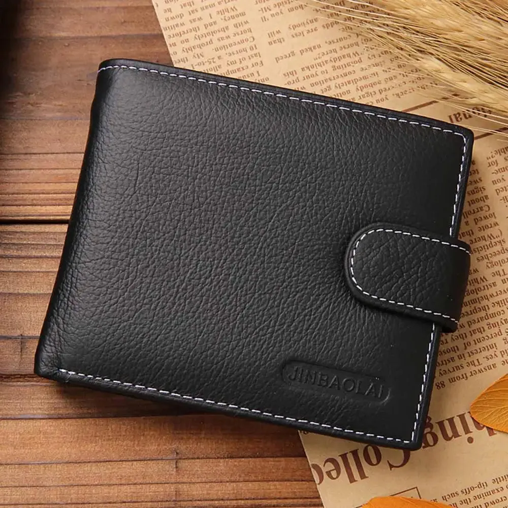 Solid Style Cow Leather Men's Zipper Purse