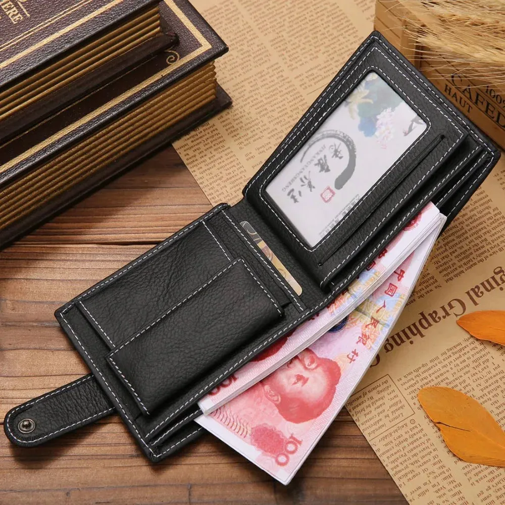 Solid Style Cow Leather Men's Zipper Purse