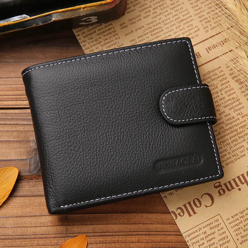 Solid Style Cow Leather Men's Zipper Purse