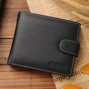 Solid Style Cow Leather Men's Zipper Purse
