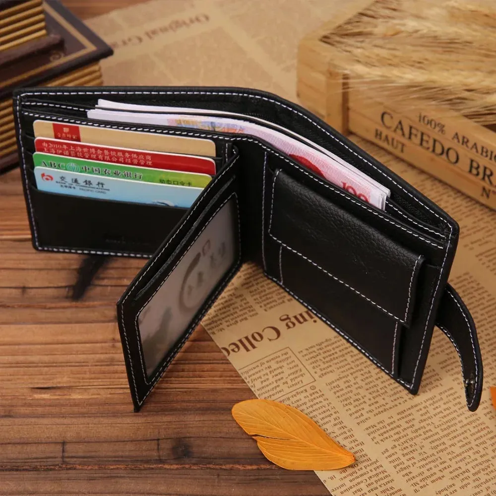 Solid Style Cow Leather Men's Zipper Purse