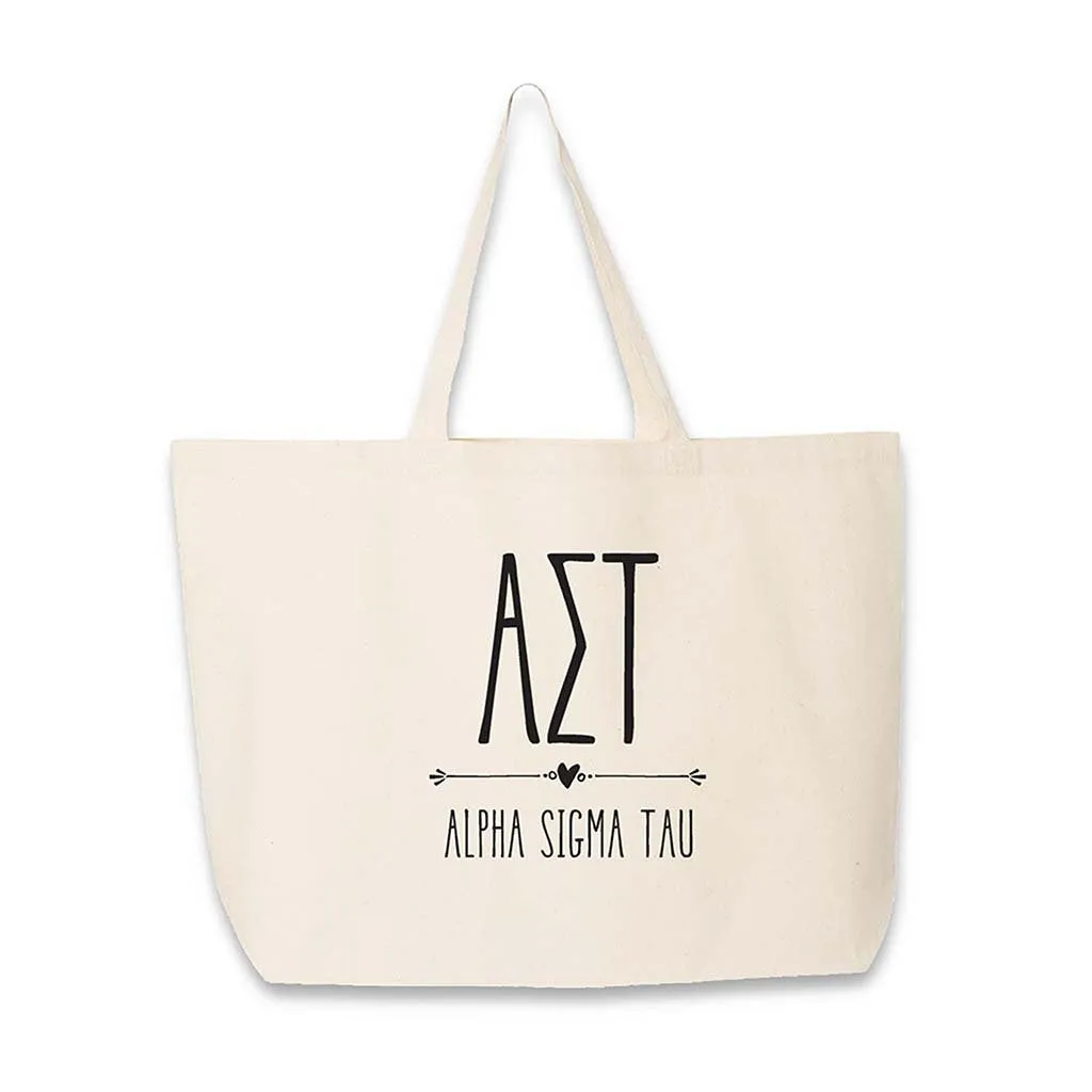 Sorority Greek Letters and Name Printed on a Canvas Tote Bag