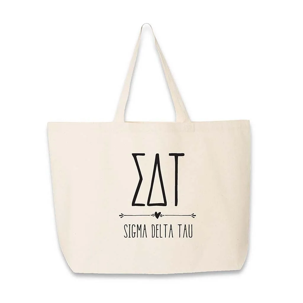 Sorority Greek Letters and Name Printed on a Canvas Tote Bag
