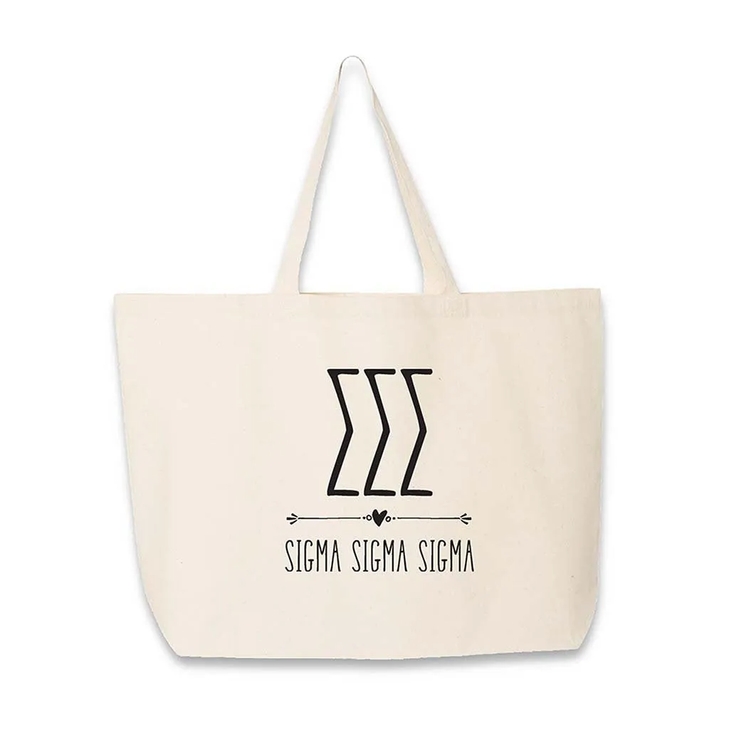 Sorority Greek Letters and Name Printed on a Canvas Tote Bag